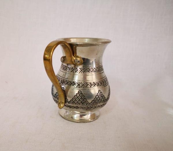 Ağır İşlemeli Bakır Bardak Aoa Ölçü 7X9Cm 11Cm Yüksekliği