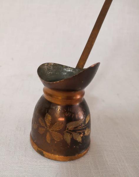 Bakır Cezve Aoa Ölçü 5,5 Cm Çapi 8,5 Cm Yüksekliği 17Cm Sapi