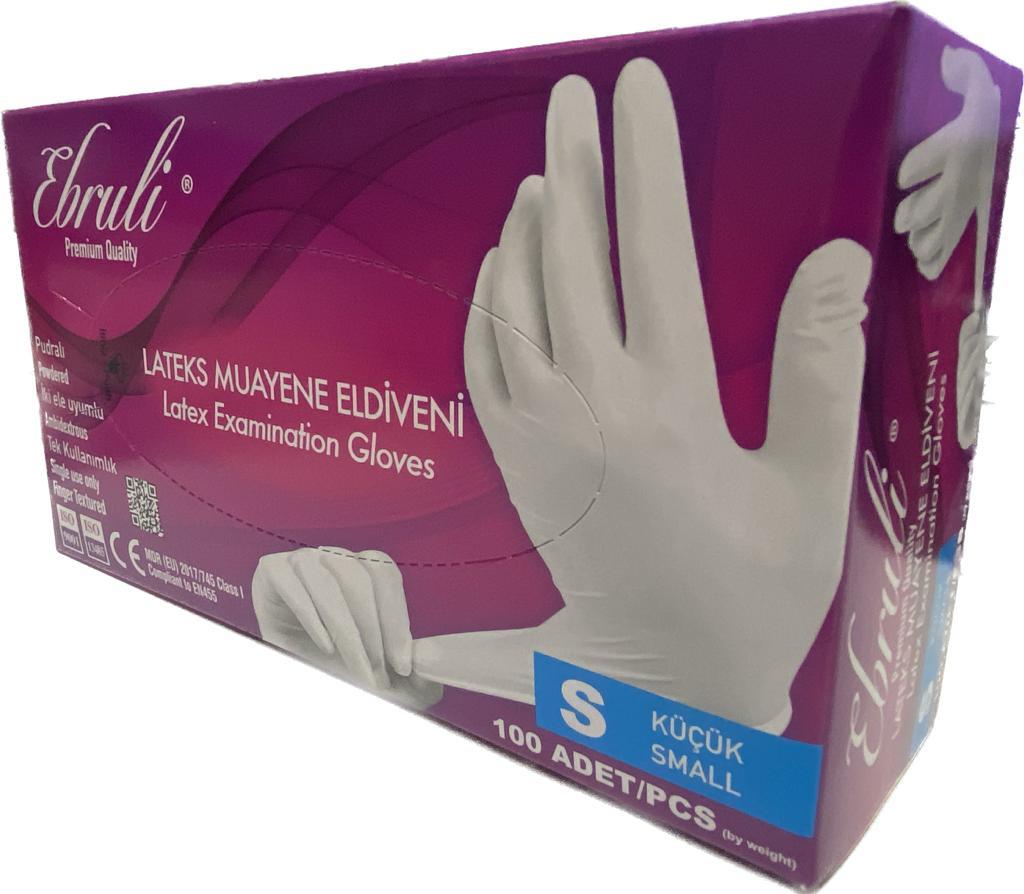 Eldiven Ebruli Pudralı Latex Küçük Boy Beyaz Eldiven 1 Paket