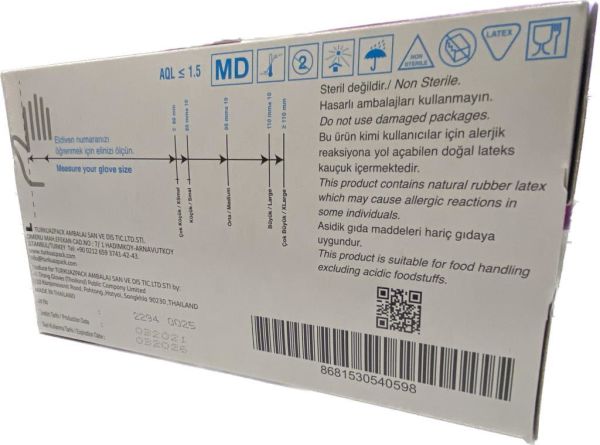 Eldiven Ebruli Pudralı Latex Küçük Boy Beyaz Eldiven 1 Paket
