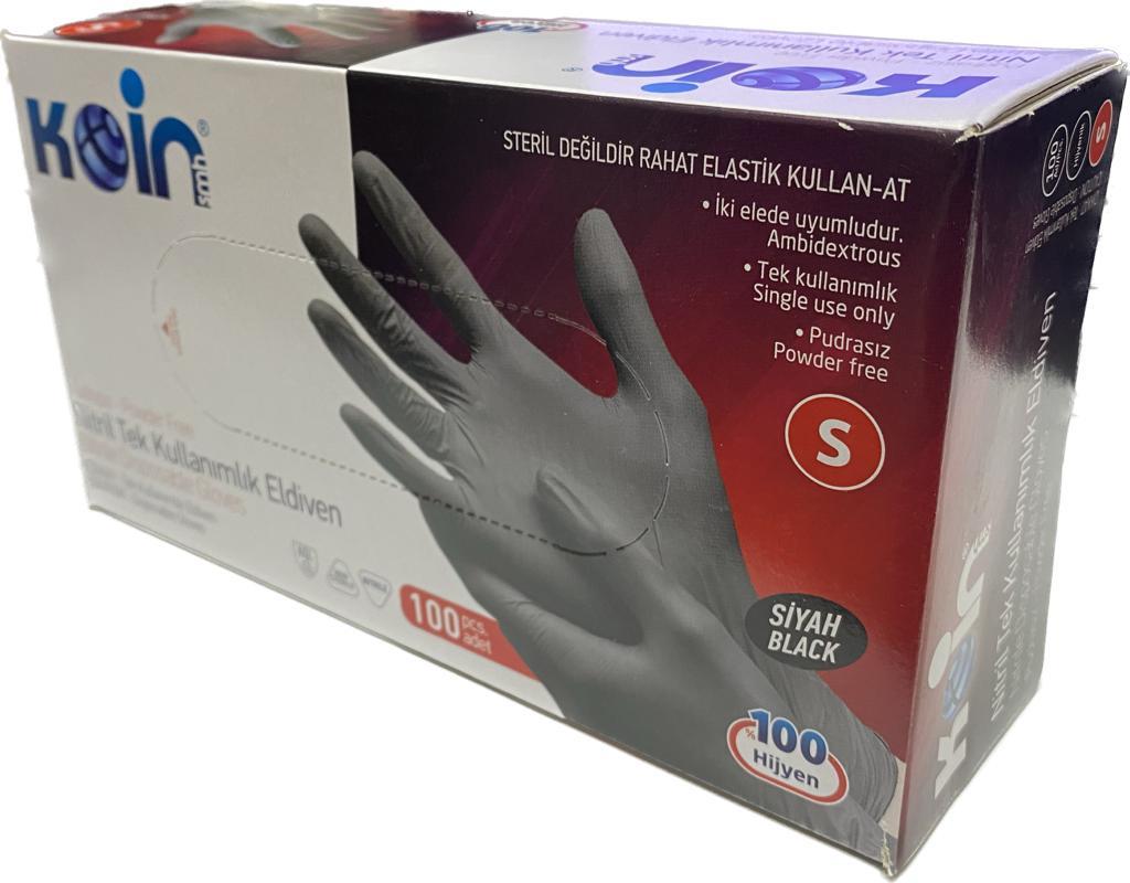 Koin Pudrasiz Latex Küçük Boy Siyah Eldiven 1 Paket