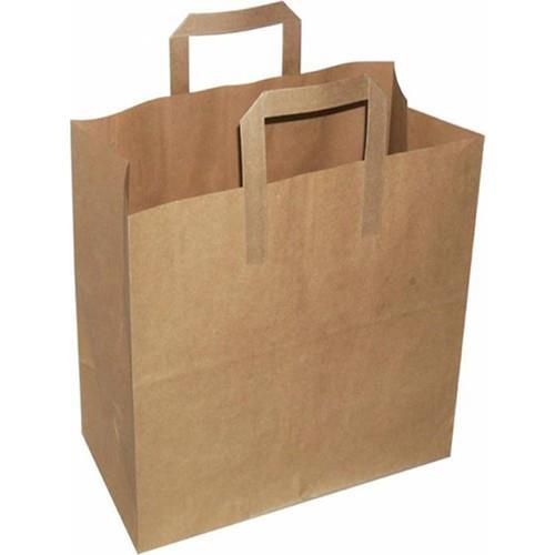 Kraft kağıt Çanta 28X16X29 Cm Dişi Kraft Renk Flat Sapli 80 Gram (1 Koli 250 Adet)