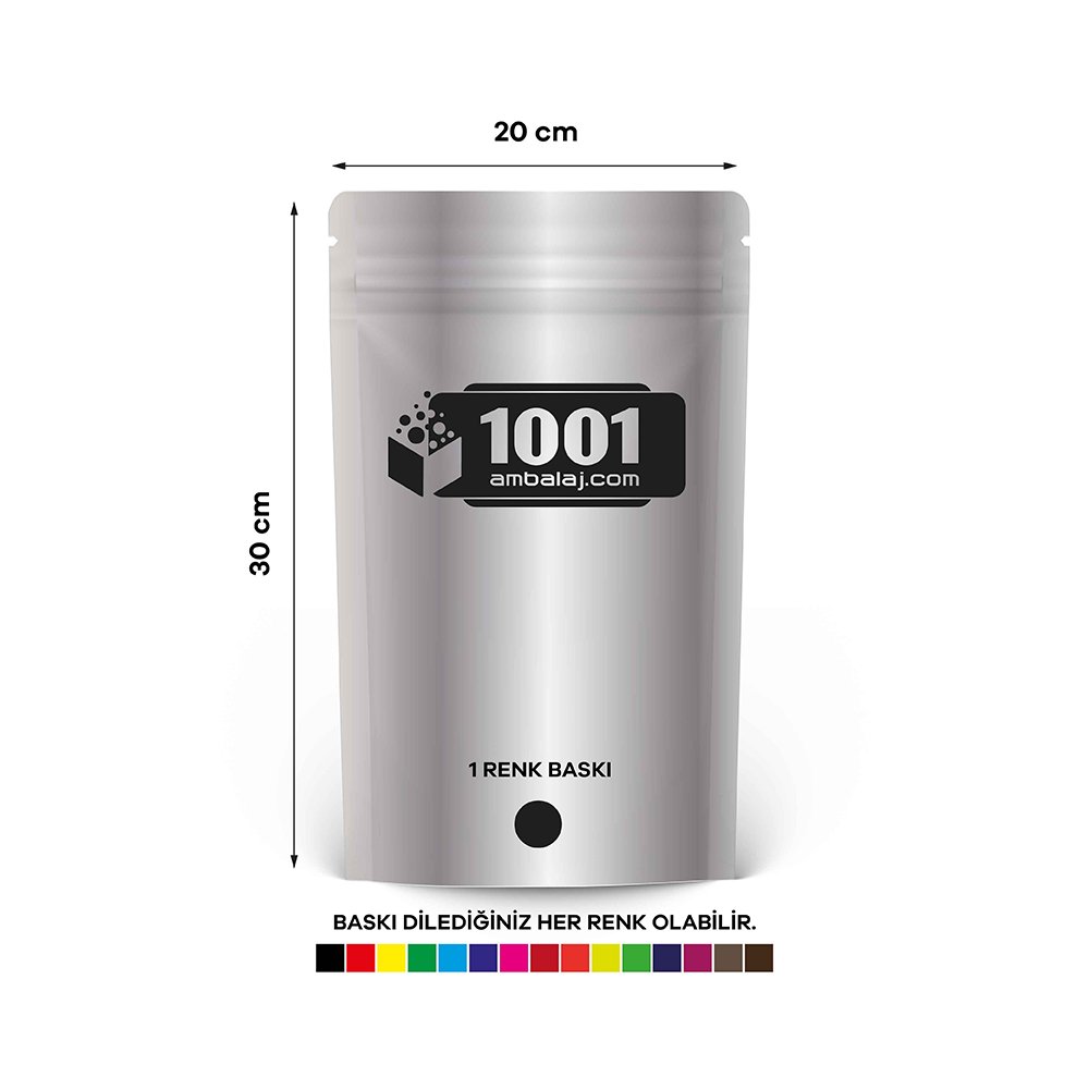 20X30 Cm 1 Baskılı Alüminyum Renkli Tek Taraf Tek Renk Doypack Torba 1000 Gr /06/