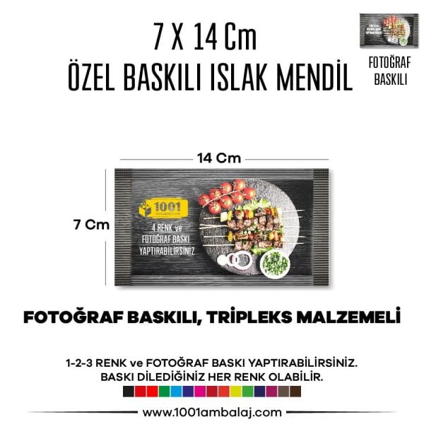 7X14 Cm 1-2-3 Renk Ve Fotoğraf Baskılı İslak Mendil Beyaz (Tripleks Malzeme)