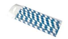 kağıt Pipet 6 Mm 19,5 Cm Boy 25 Li Paket Mavi Beyaz 1 Paket