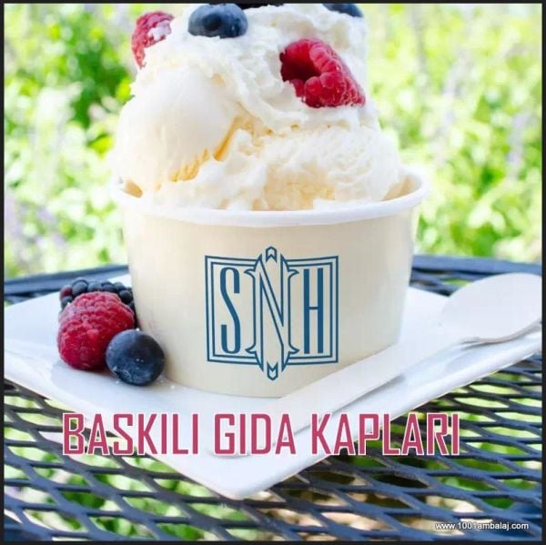 Dijital Baskılı 200 Cc Karton Dondurma kabı Beyaz