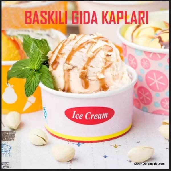 Dijital Baskılı 200 Cc Karton Dondurma kabı Beyaz