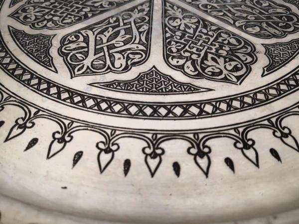 Dövme Bakır Ağır İşlemeli Tepsi Aoa Ölçü 41Cm Çapi