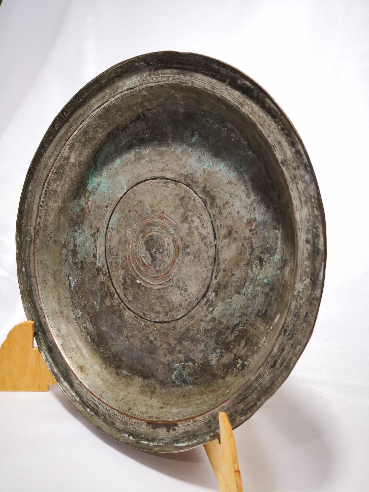 Ermeni Usta İşi Osmanlı Bakır Tabak Aoa Ölçü 31Cm Çapi