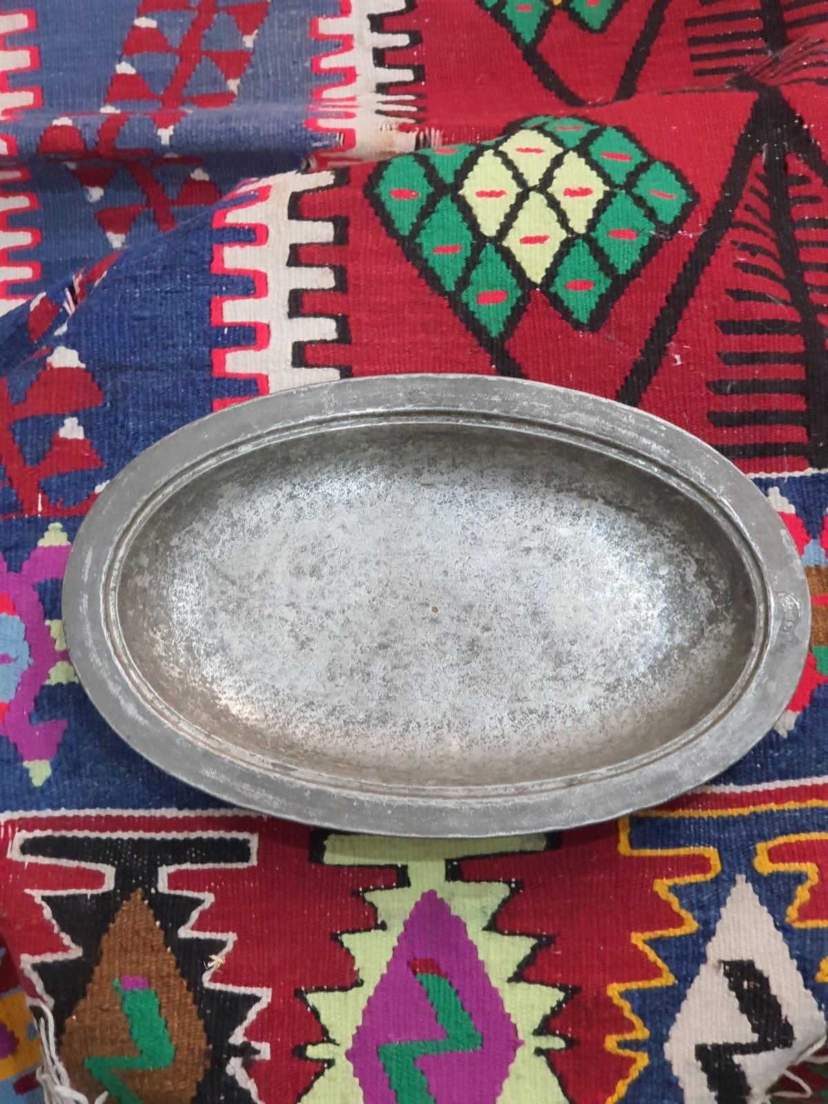 Eskilerden Dövme Bakır Oval Tabak Aoa Ölçü 19X30Cm