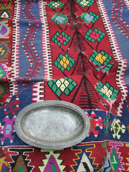 Eskilerden Dövme Bakır Oval Tabak Aoa Ölçü 19X30Cm