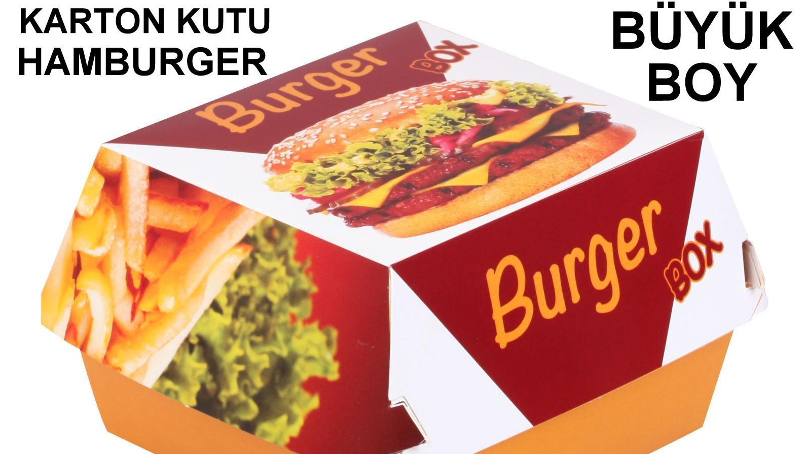 Hamburger Kutusu Karton Fast Food Büyük Boy Hamburger Baskılı 1 Koli 400 Adet 1001 Ambalaj