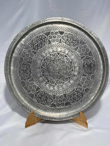 Bakır Ağır İşlemeli Sini Aoa Ölçü 52,5Cm Çapi