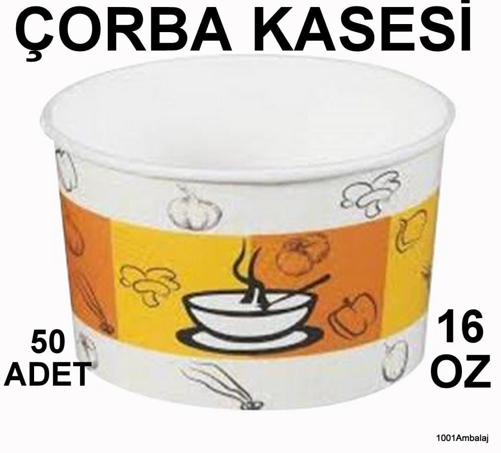 Çorba Kasesi 16 Oz Karton kapaklı 50 Adet