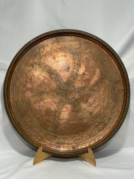 El İşlemeli Dövme Bakır Sini Aoa Ölçü 57Cm Çapi