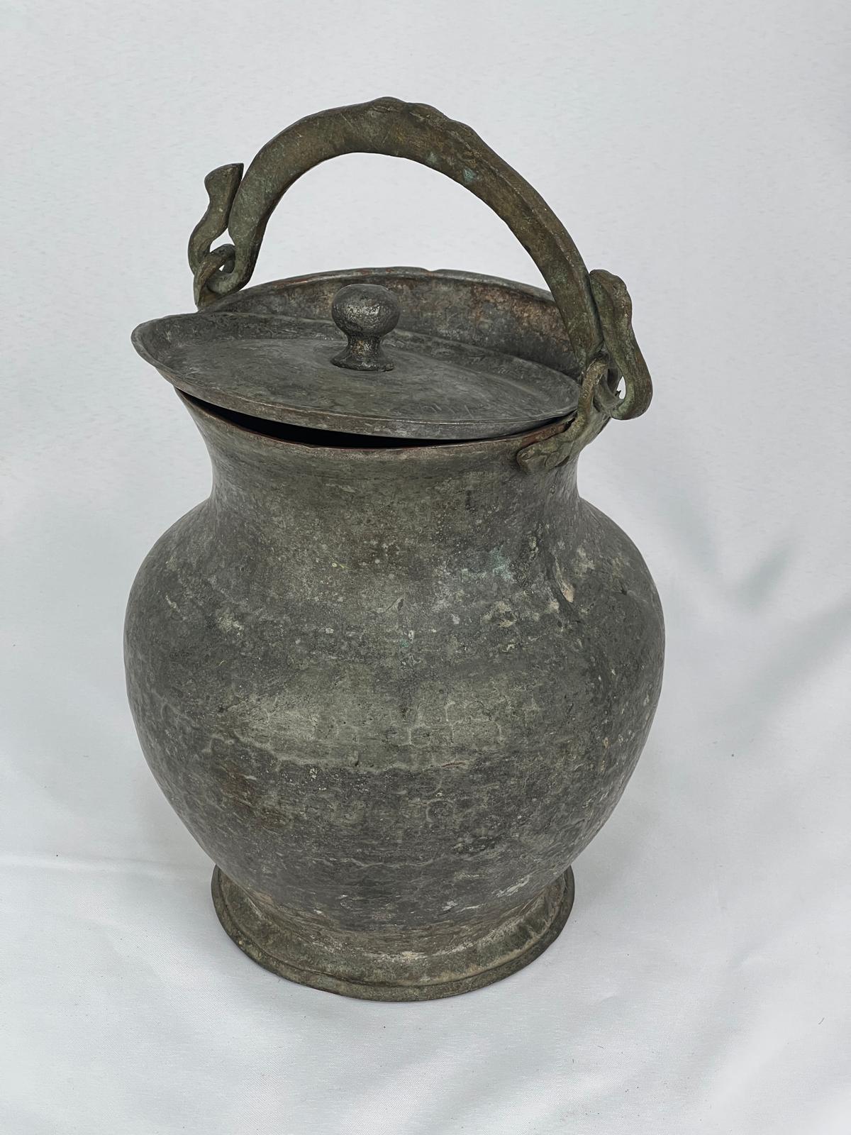 Antika Bakır Bakraç Ölçü Çap 19 Cm H 26 Cm