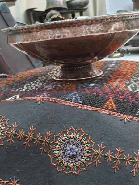 Osmanlı Bakır Dövme Sunumluk Aoa Ölçü 32 Cm Çapi 13Cm Yüksekliği