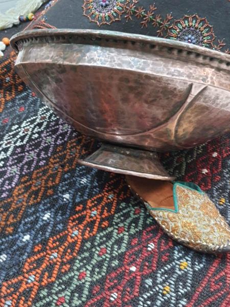 Osmanlı Bakır Dövme Sunumluk Aoa Ölçü 32 Cm Çapi 13Cm Yüksekliği