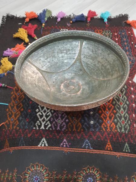 Osmanlı Bakır Dövme Sunumluk Aoa Ölçü 32 Cm Çapi 13Cm Yüksekliği