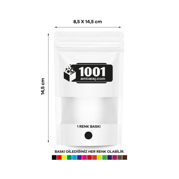 8,5X14,5 Cm Beyaz Renk Doypack Torba Pencereli /08/