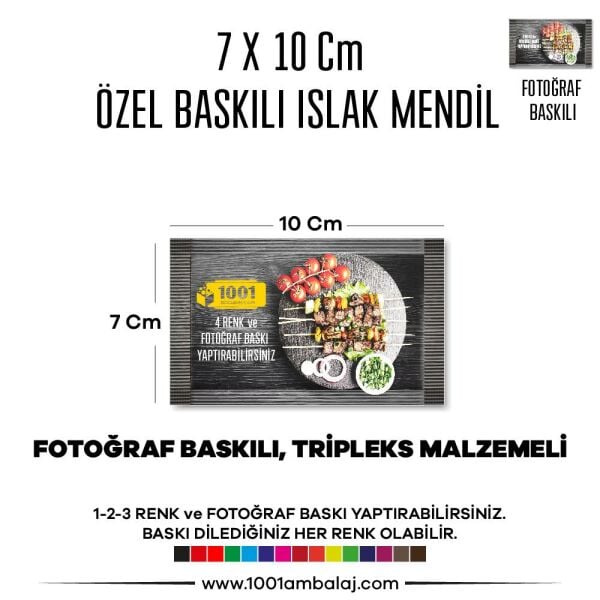 7X10 Cm 1-2-3 Renk Ve Fotoğraf Baskılı İslak Mendil Beyaz (Tripleks Malzeme)
