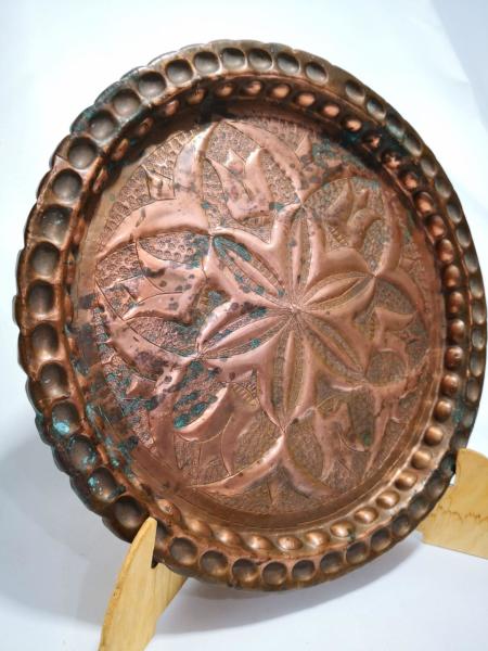 Dövme Bakır Kabartmali Duvar Tabağı Aoa Ölçü 31Cm Çapi