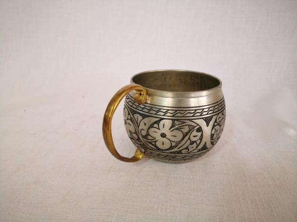 Ağır İşlemeli Bakır Bardak Aoa Ölçü 9X10Cm 8Cm Yüksekliği