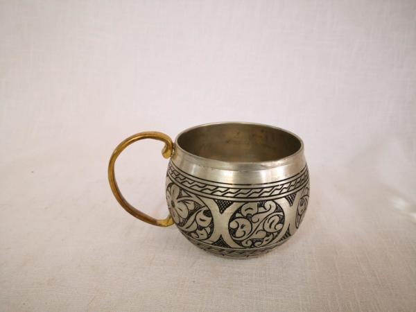Ağır İşlemeli Bakır Bardak Aoa Ölçü 9X10Cm 8Cm Yüksekliği