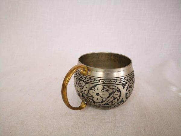 Ağır İşlemeli Bakır Bardak Aoa Ölçü 9X10Cm 8Cm Yüksekliği