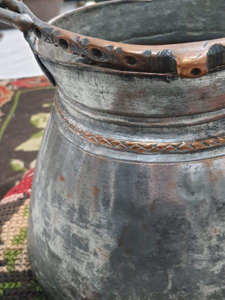 Saray İşi Dövme Bakır İşlemeli Bakrac Aoa Ölçü 24Cm Çapi 20Cm Yüksekliği
