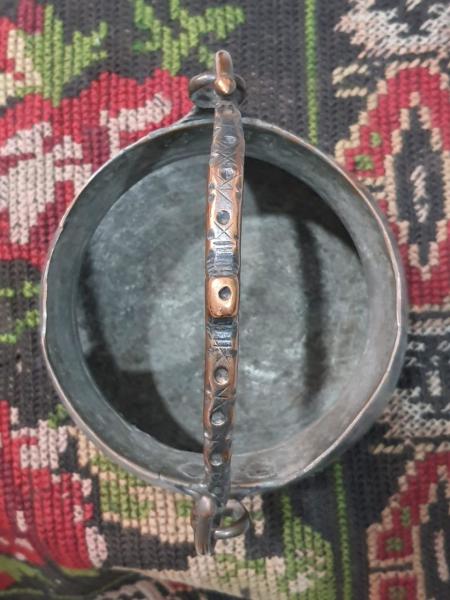 Saray İşi Dövme Bakır İşlemeli Bakrac Aoa Ölçü 24Cm Çapi 20Cm Yüksekliği