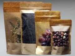 20X30 Cm Kraft Geniş Pencereli 100 Adet Kilitli Doypack Torba 1000 Gr /47/