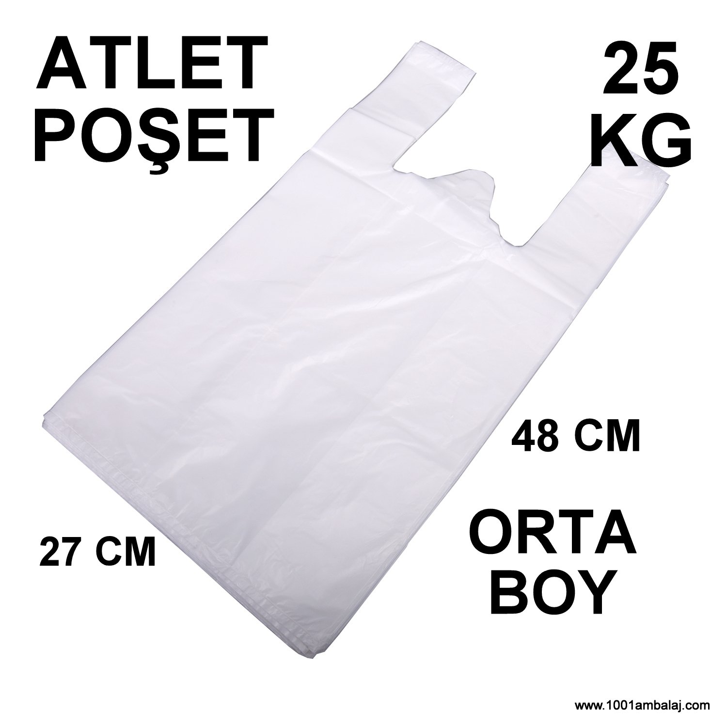 Ara hışır Poşet Orta Boy Beyaz Renk 25 Kg (25 Paket) 1001 Ambalaj