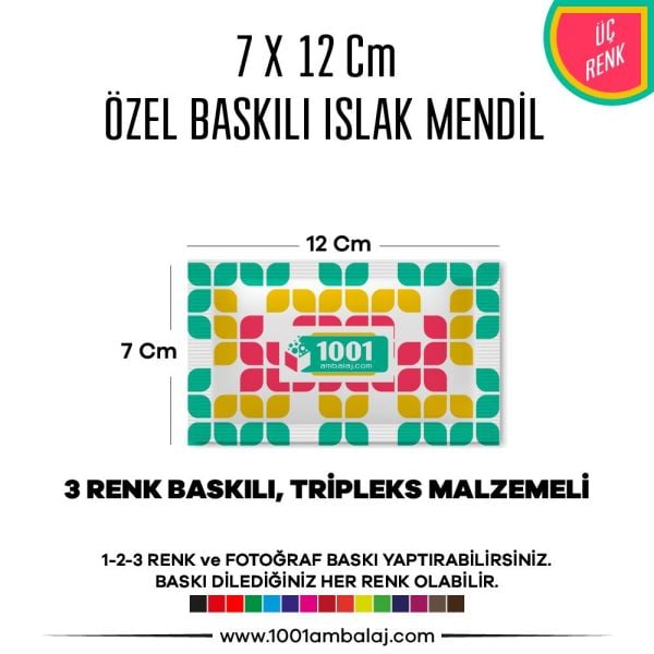 7X12 Cm 1-2-3 Renk Ve Fotoğraf Baskılı İslak Mendil Beyaz (Tripleks Malzeme)