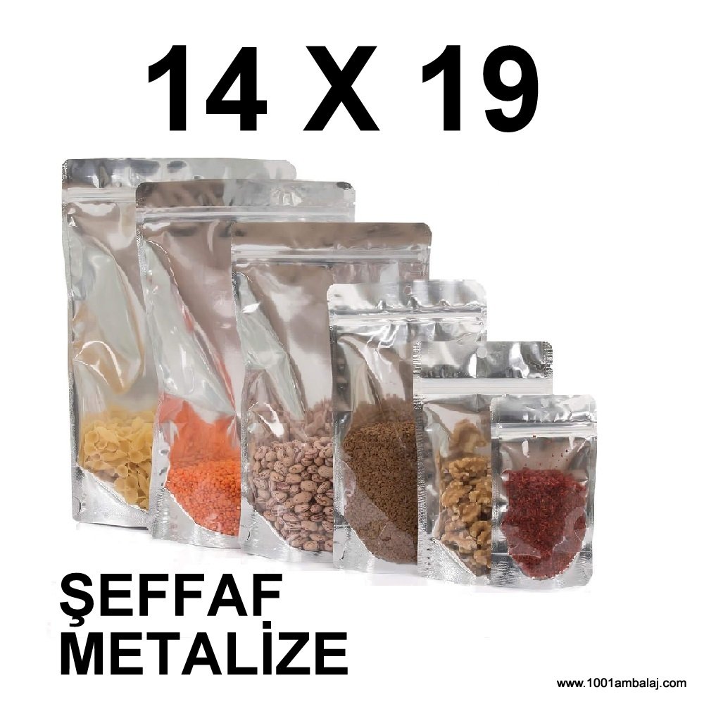 14X19 Cm Şeffaf Metalize Renk Doypack Torba /56/