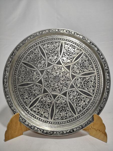 Ağır İşlemeli Elde Dövme Tepsi Aoa Ölçü 33,5Cm Çapi