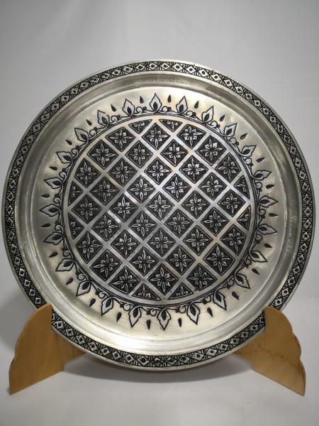 Ağır İşlemeli Elde Dövme Tepsi Aoa Ölçü 32Cm Çapi