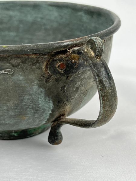 Antika Bakır Tas Ölçü 18X14,5 Cm H 7,5 Cm