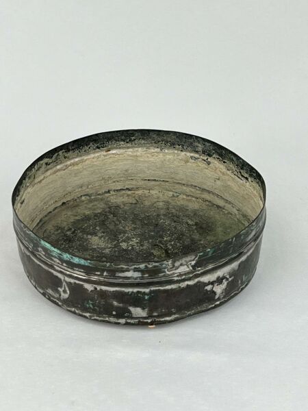 Antika Bakır Tas Ölçü Çap 13 Cm H 5 Cm