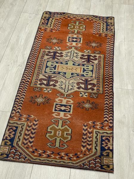 Vintage El Dokuma Halı (Traşli)Kullanima Hazir Aoa Ölçü 162X62Cm