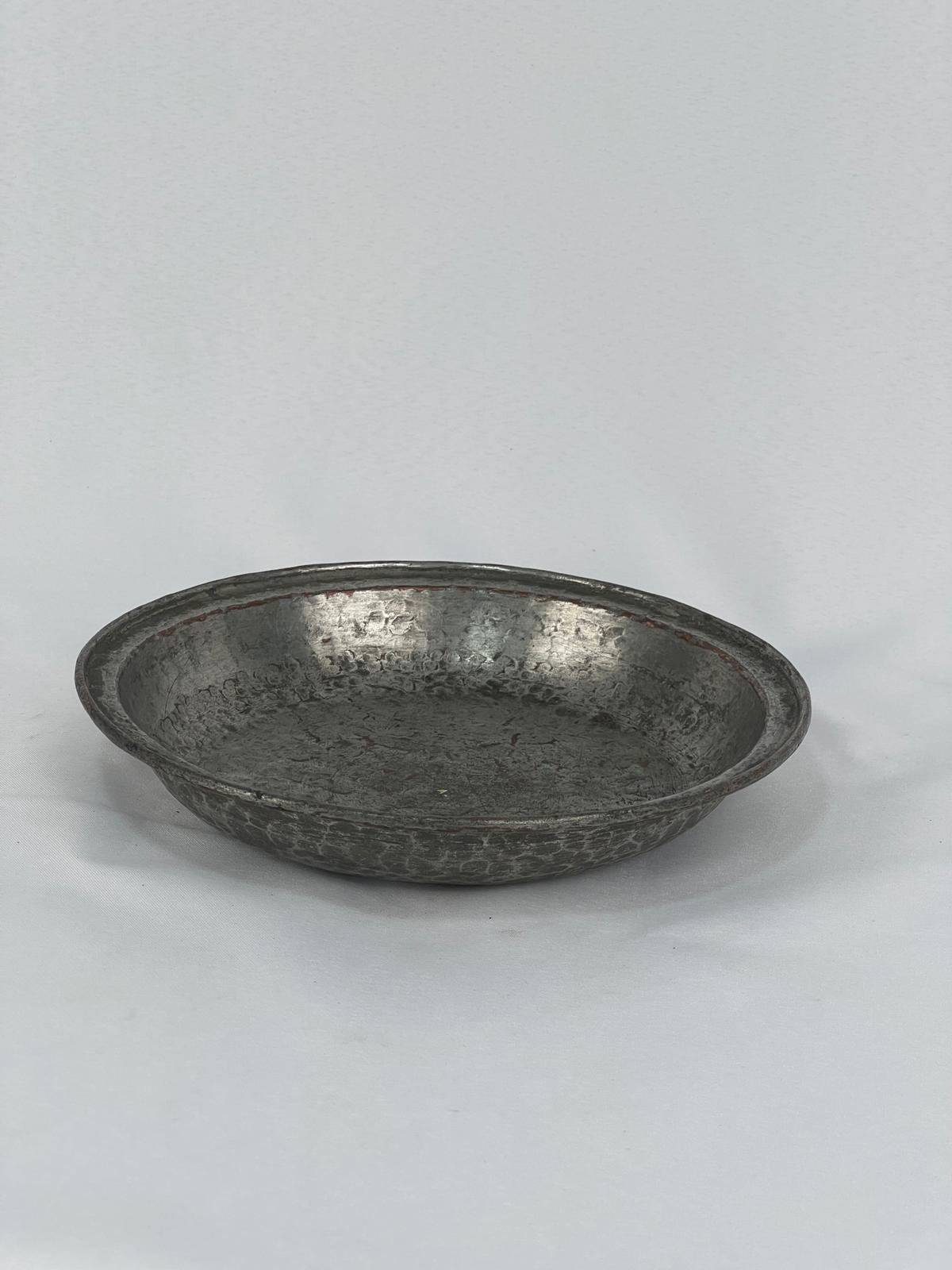 Antika Bakır Tas Ölçü Çap 22 Cm H 4 Cm