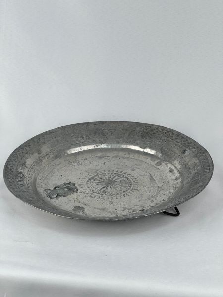 Antika Bakır Tabak Ölçü Çap 32 Cm H 3 Cm