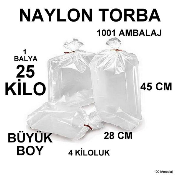 Naylon Torba 28X45 Cm (4 Kiloluk) Bakkaliye Torbası 25 Kilo 1 Balya 1001 Ambalaj
