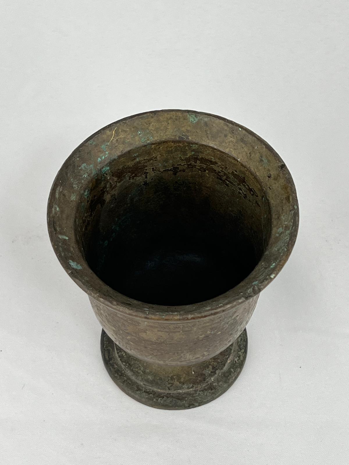 Antika Bakır Havan Ölçü Çap 10,5 Cm H 12,5 Cm
