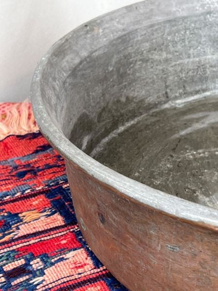 Antika Bakır Leğen Ölçü Çap 53 Cm H 13 Cm