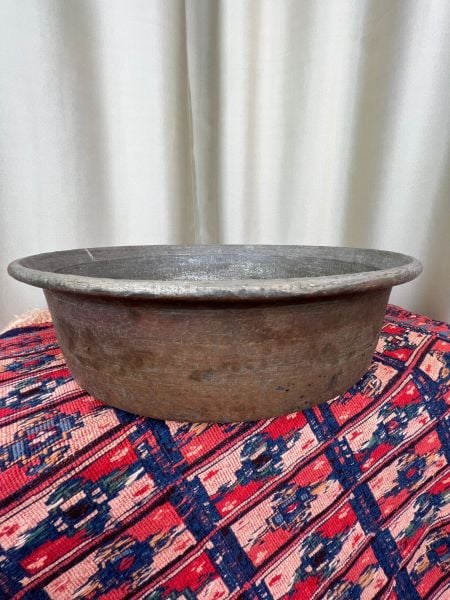 Antika Bakır Leğen Ölçü Çap 53 Cm H 13 Cm