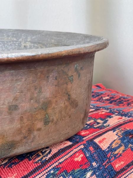 Antika Bakır Leğen Ölçü Çap 53 Cm H 13 Cm