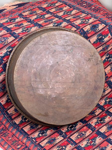 Antika Bakır Leğen Ölçü Çap 53 Cm H 13 Cm