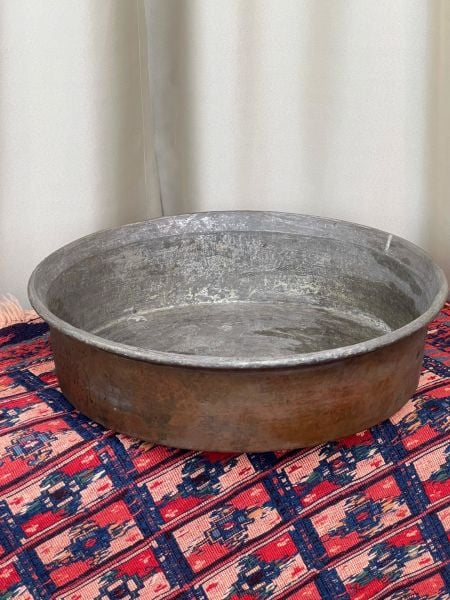 Antika Bakır Leğen Ölçü Çap 53 Cm H 13 Cm