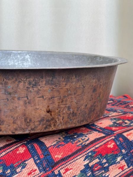 Antika Bakır Leğen Ölçü Çap 72 Cm H 15 Cm